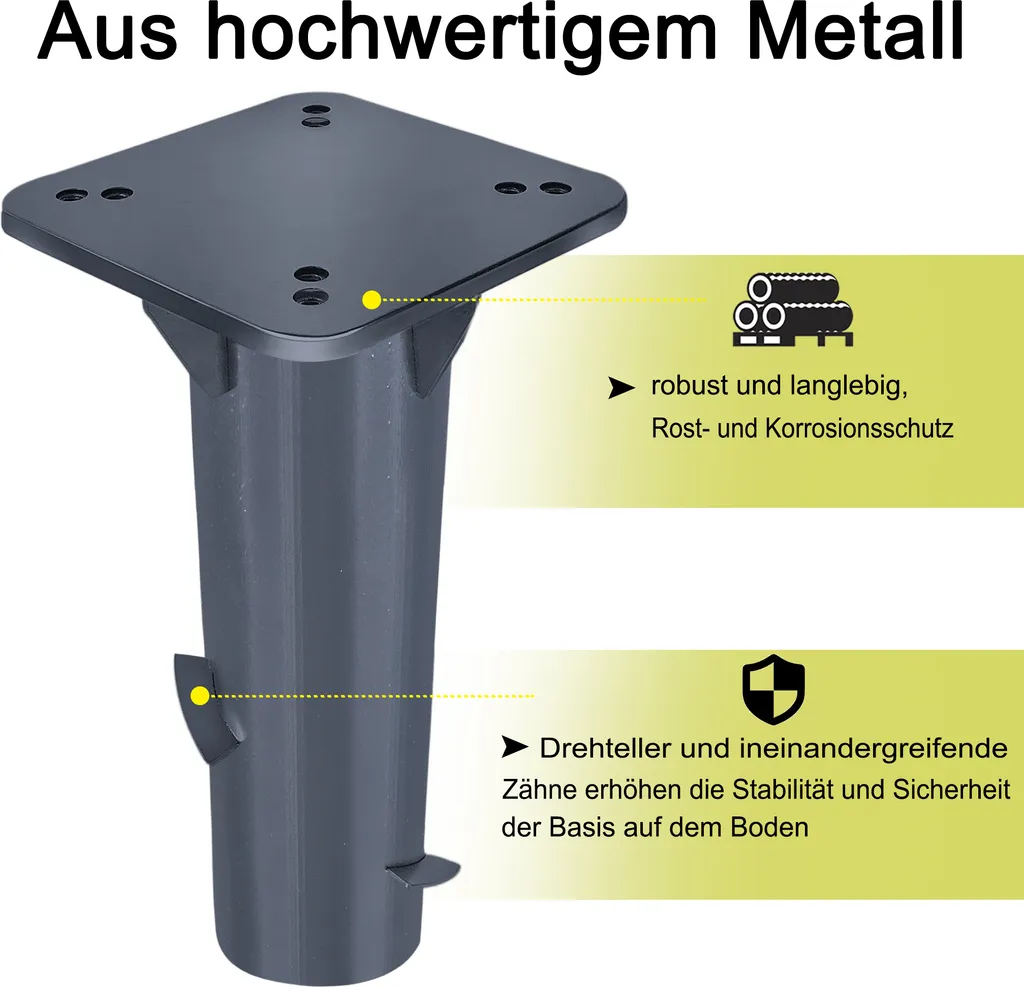 Support de Parasol Métal avec Douille de Sol Robuste Gris Foncé - 4