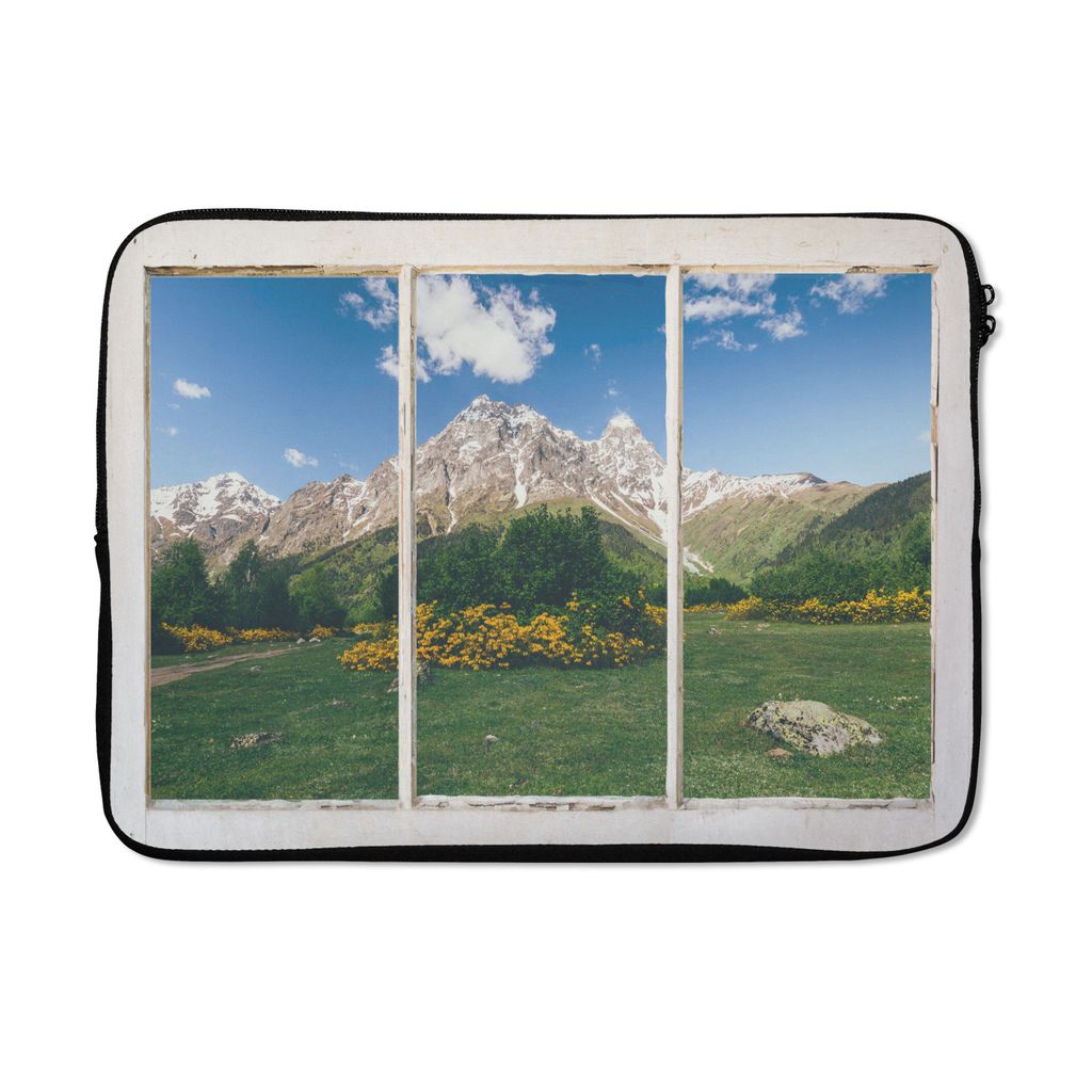 MuchoWow Laptop Hülle 14 ZollAusblick - Felsen - Blumen Laptoptasche - Laptoptasche - Stoßsicher - Schutzhaube