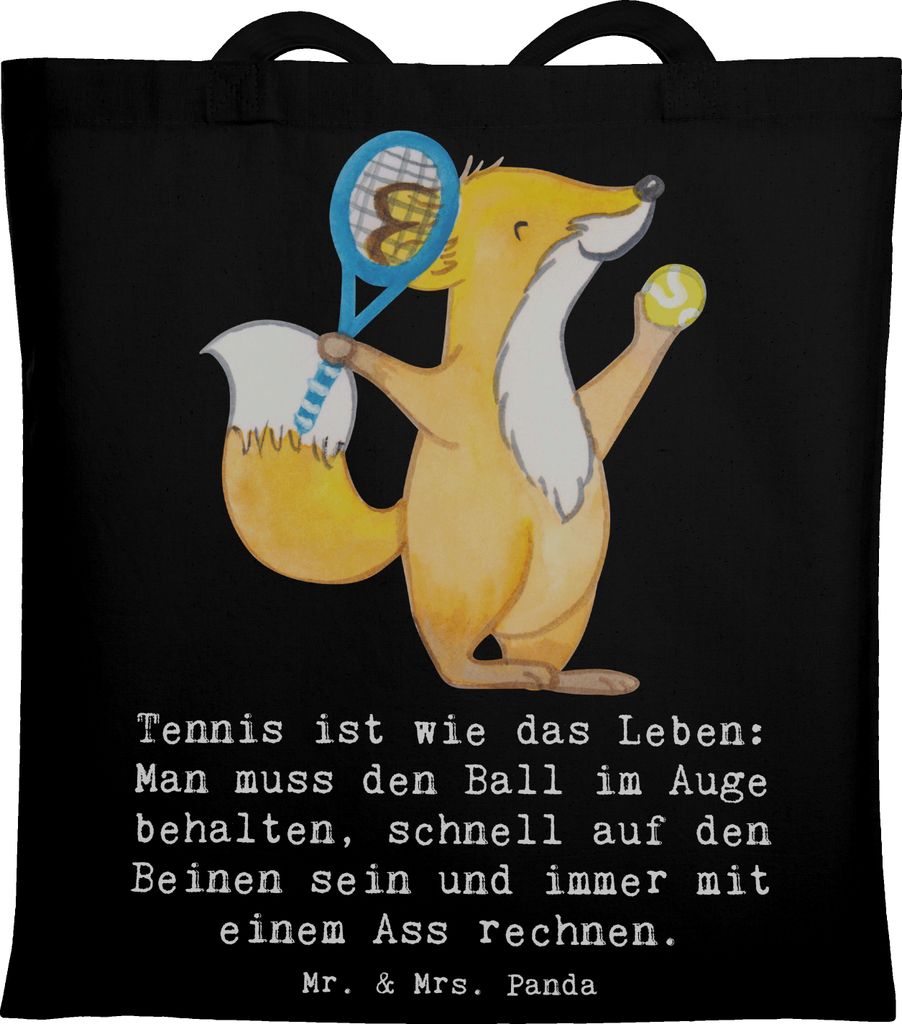 Mr. & Mrs. Panda Uni Tasche Tennis Lebensweisheit - Schwarz - Geschenk, Sportler, Teamsport, Geschenke, Büchertasche, Ball, Beutel, Tennisfreundsc...