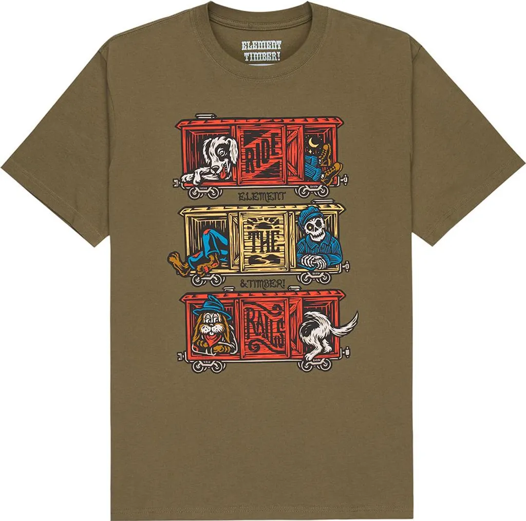T-shirt Manches Courtes Element Vert Taille M - Haut Décontracté en Coton