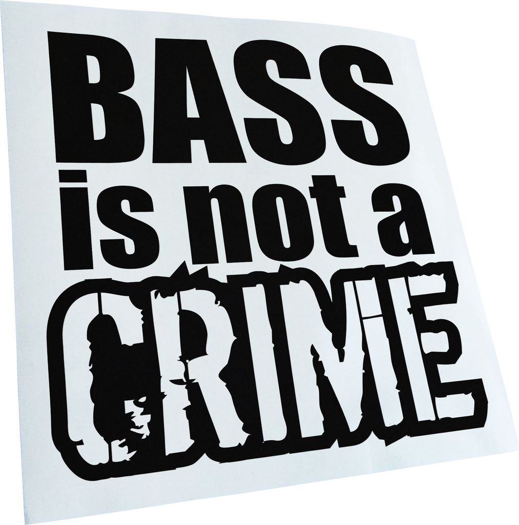 Kiwistar - Autoaufkleber - Bass is not a Crime Heckscheibe - Aufkleber für Auto Kfz Fahrrad, LKW, Truck Mofa