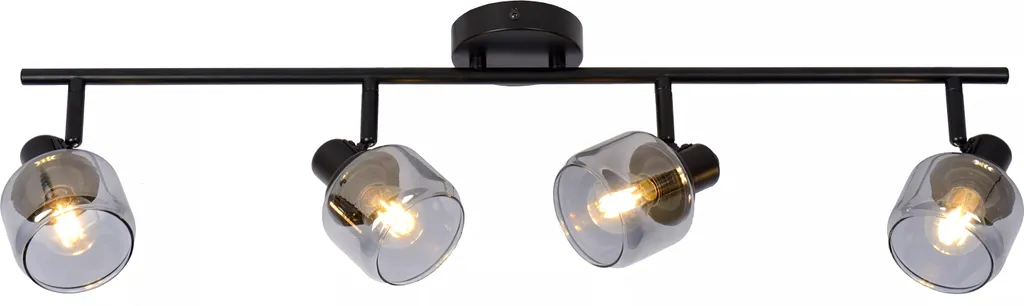 Spot de plafond design BJORN 4 lumières verre fumé noir 74cm pour salon