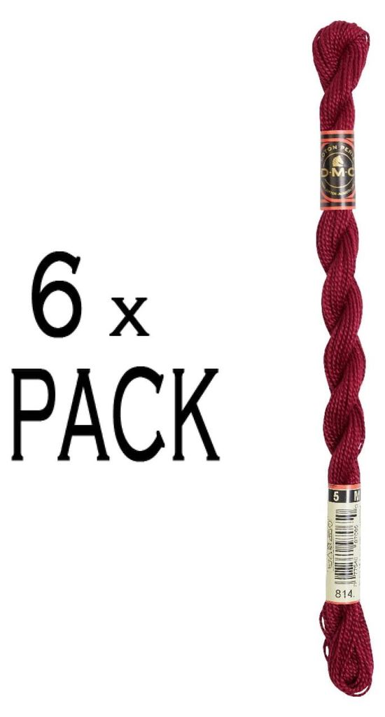A single skein of DMC Perlgarn thread is shown against a white background, with text indicating a "6x PACK".