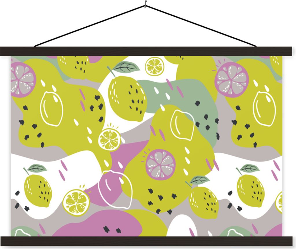 MuchoWow Textilposter Sommer - Zitronen - Farben 150x100 cm mit schwarzem Rahmen - Schlafzimmer