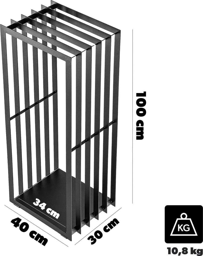 Support à bois Premium pour cheminée - Rack de rangement Modèle 2682