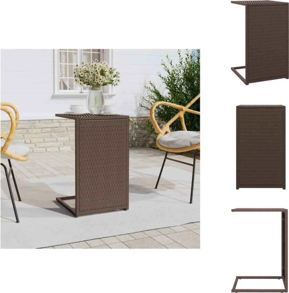 Support Ordinateur et Table de Café en C Marron 40x35x60 cm en Poly Rotin
