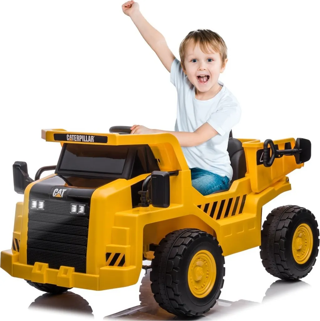 Porteur voiture électrique CAT jaune pour enfants dès 3 ans - Modèle 12V