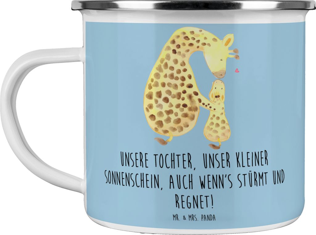 Mr. & Mrs. Panda Teetasse Tochter Sonnenschein - Blau Pastell - Geschenk, Handarbeit, Einfallsreichtum, Blechtasse, Pott, Kinder, Emaille Tasse, Te...