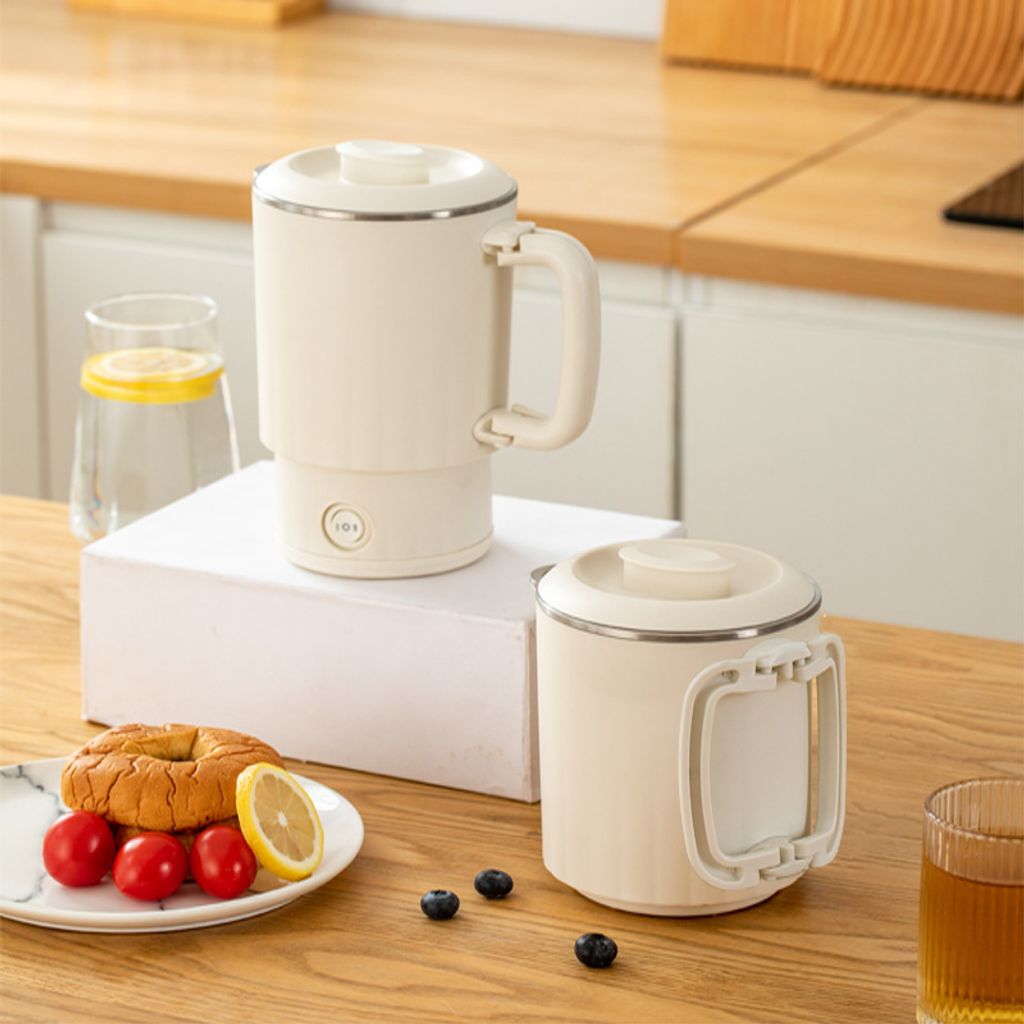 Wasserkocher, Kleiner tragbarer elektrischer Wasserkocher, 0,8 l faltbarer Mini-Reise-Wasserkocher, 304 Edelstahl, Multifunktionales Falten