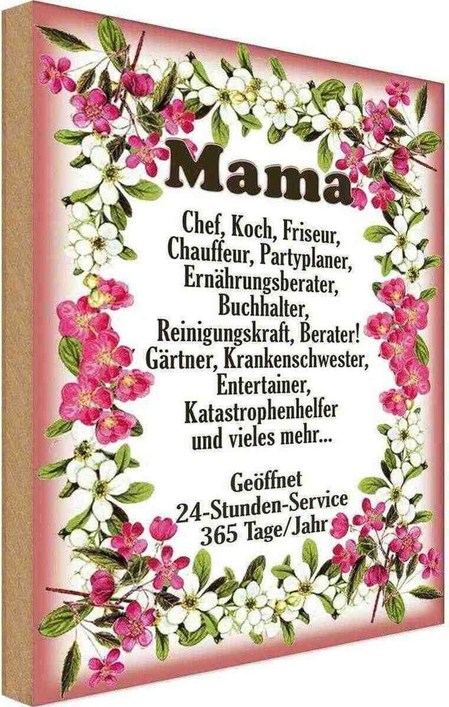 vianmo Holzschild 30x20 cm Mama Chef Koch Friseur Blumen Familie Freunde
