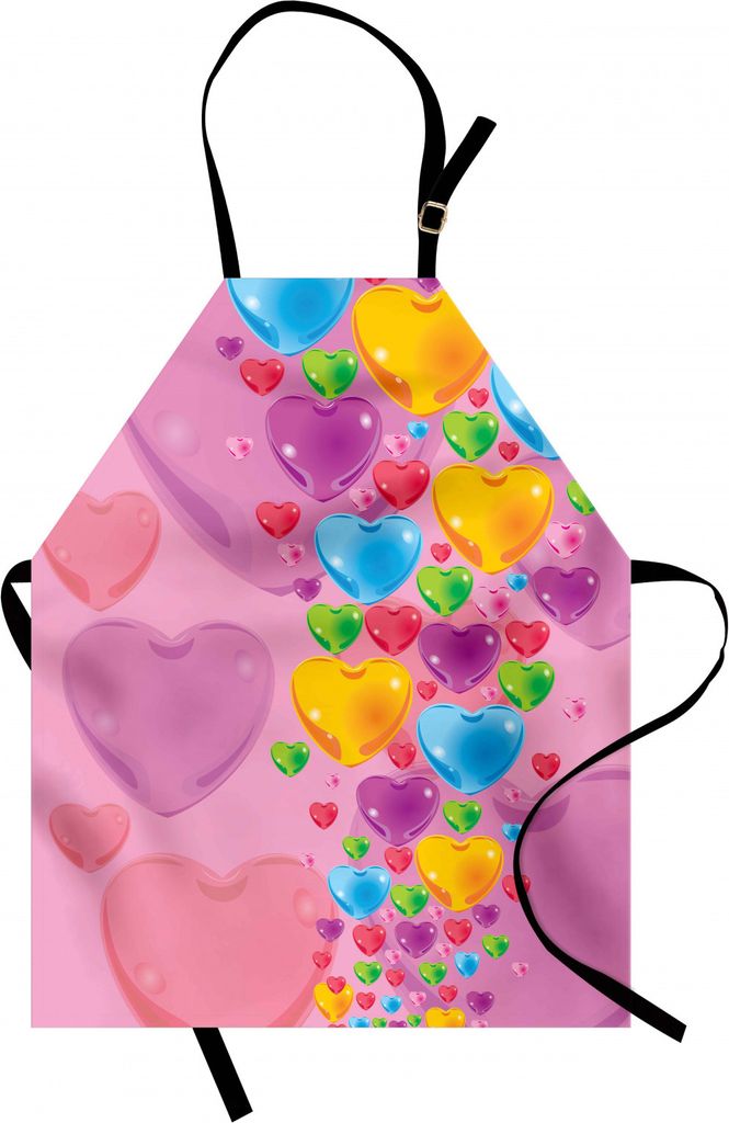 ABAKUHAUS Prinzessin Kochschürze, Romantische stilisierte Kunst mit bunten Crystal Hearts Creative Fun Celebration Theme, Farbfest Höhenverstellb...