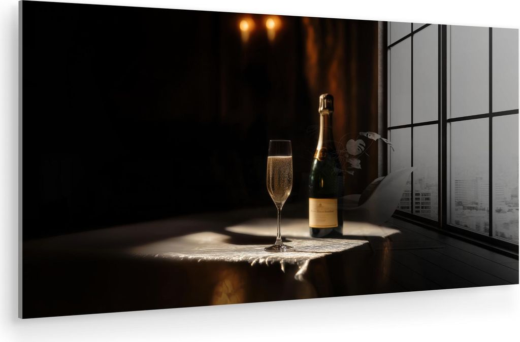 MuchoWow Glasbilder - Bilder auf Wandbild - Foto auf Glas Prosecco - Seifenblasen - Atmosphäre - Schnaps 120x60 cm Wanddekoration aus Glas - Acryl...