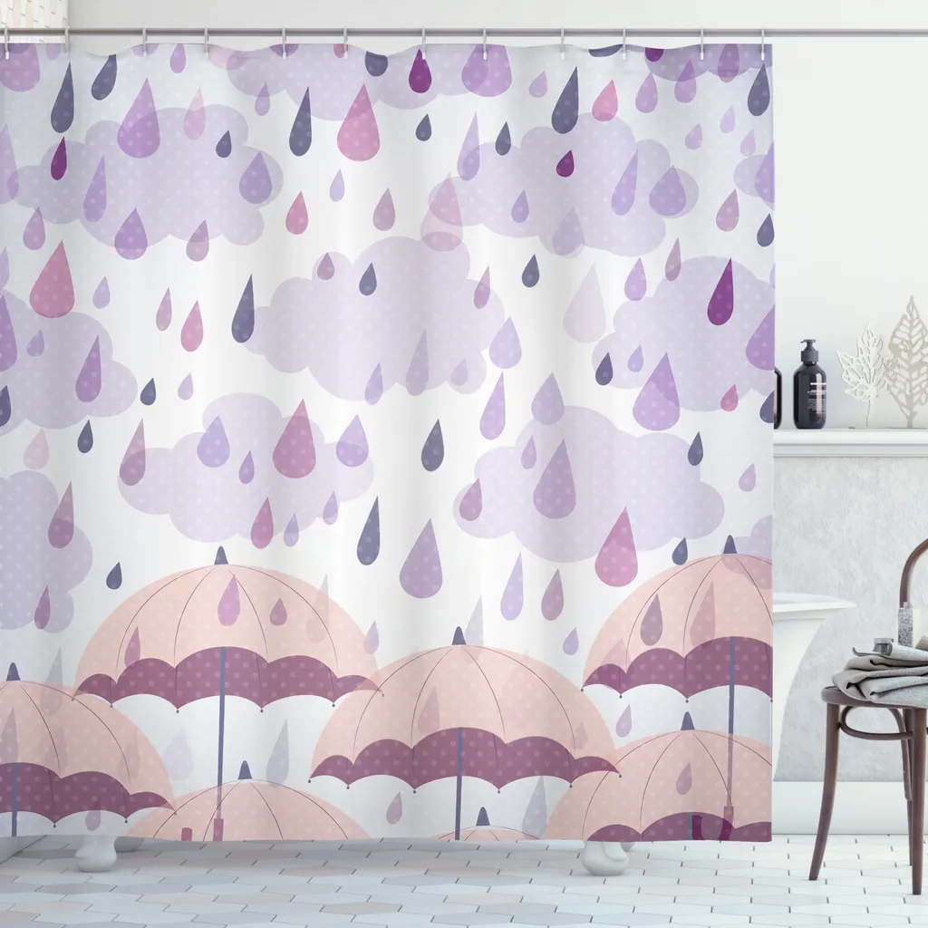 Tenda Doccia 175x220cm ABAKUHAUS Rosa Viola Lavabile e Sicura