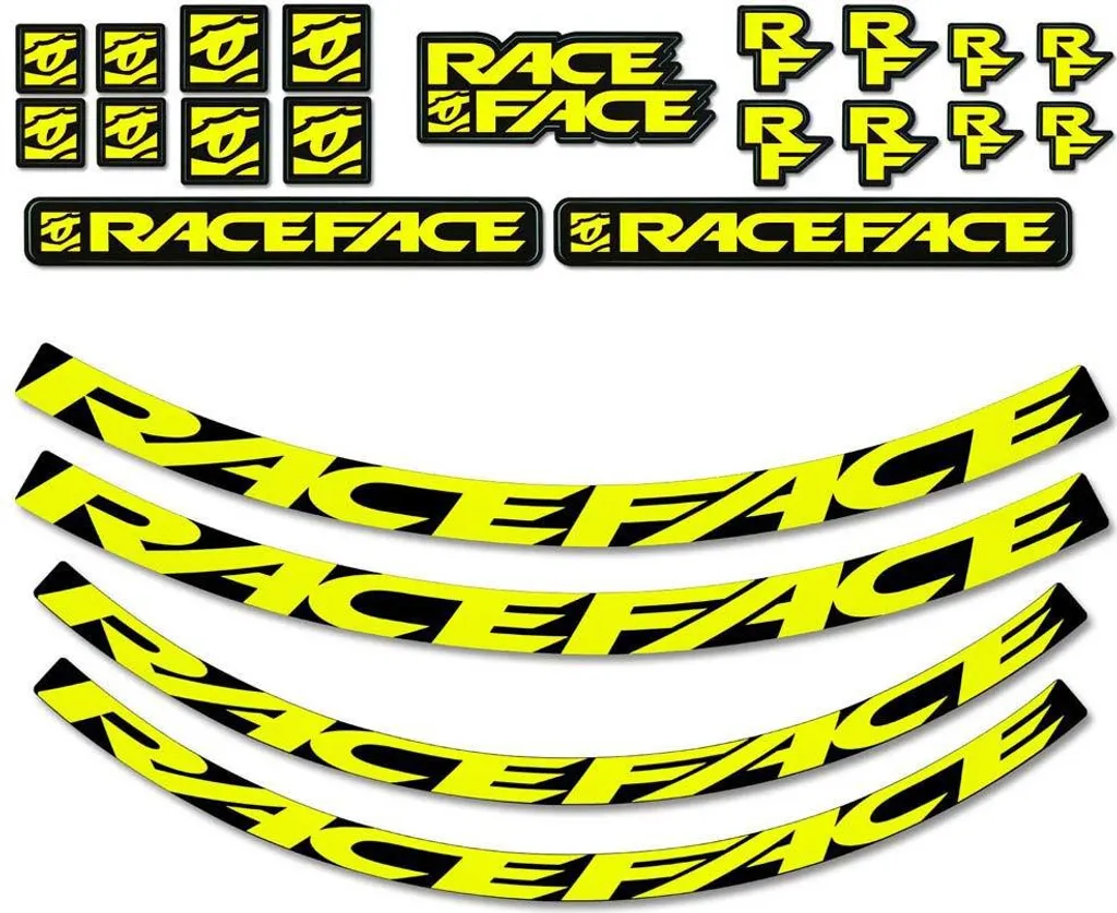 Stickers Roues Race Face Jaune Fluo - Vinyle Résistant Grand Format