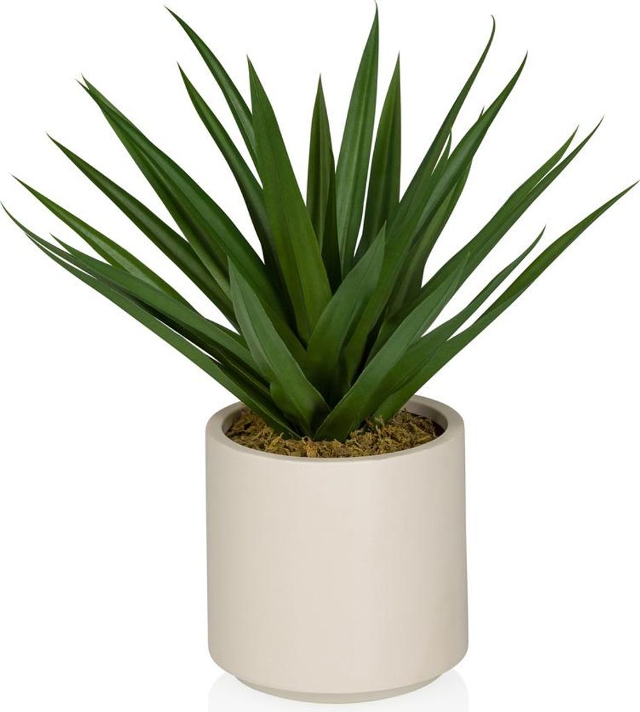 hjh OFFICE Kunstpflanze Agave Künstliche Pflanze im Topf Agave Höhe 45.0 cm Deko