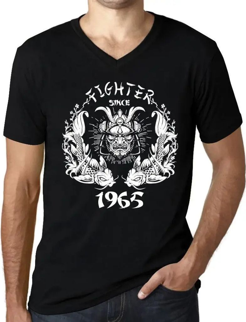 Herren Grafik T-Shirt V-Ausschnitt Kämpfer seit 1965 – Fighter Since 1965 – Geschenk 59. Geburtstag Jahrestag 59 Jahre Jubiläum 59 Jährige Mann