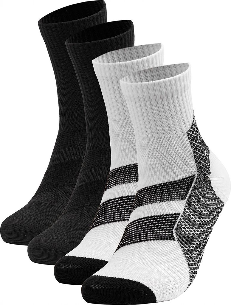 Occulto Herren Fersensporn Sport Kompressionssocken 2er Pack (Modell: Ian) Blk-Wht 43-46