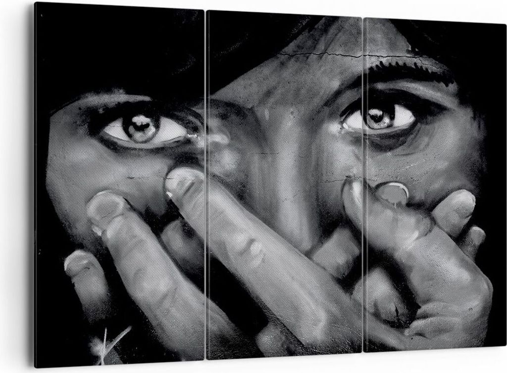 Bild auf Leinwand - Leinwandbild - Graffiti Wand Farbe Malerei - 165x110cm - Wand Bild - Wanddeko - Leinwanddruck - Bilder - Kunstdruck - Wanddekor...