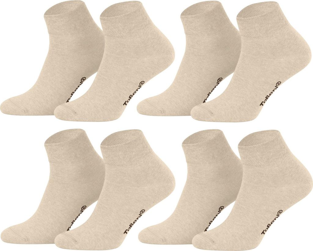 Tobeni 8 Paar Damen Herren Kurzsocken Quarter Socks Uni Socken Kurz ohne Gummi, Farbe:Beige, Grösse:39-42