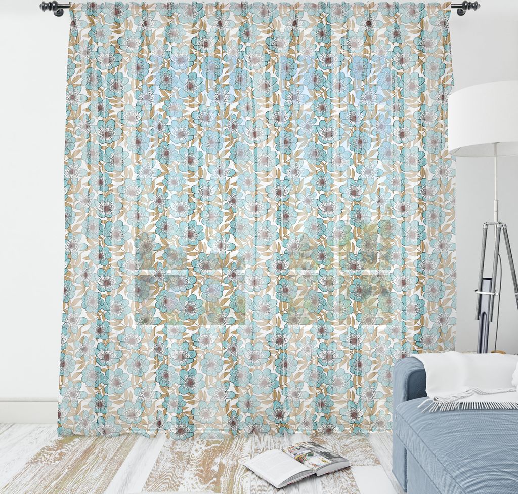 ABAKUHAUS Blumen Wandteppich, Kontinuierliche nette Blumen-Muster Vintage Look ruhige Töne Illustration, Wohnzimmer Schlafzimmer seidiges Satin Wa...