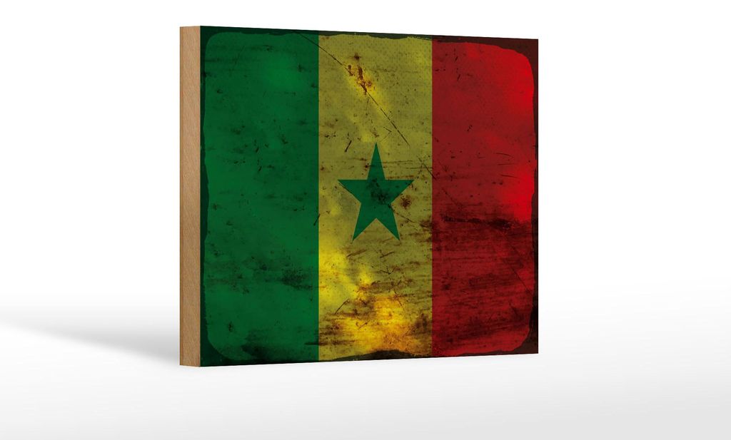 Holzschild Flagge Senegal 18x12 cm Flag of Senegal Rost Dekoration