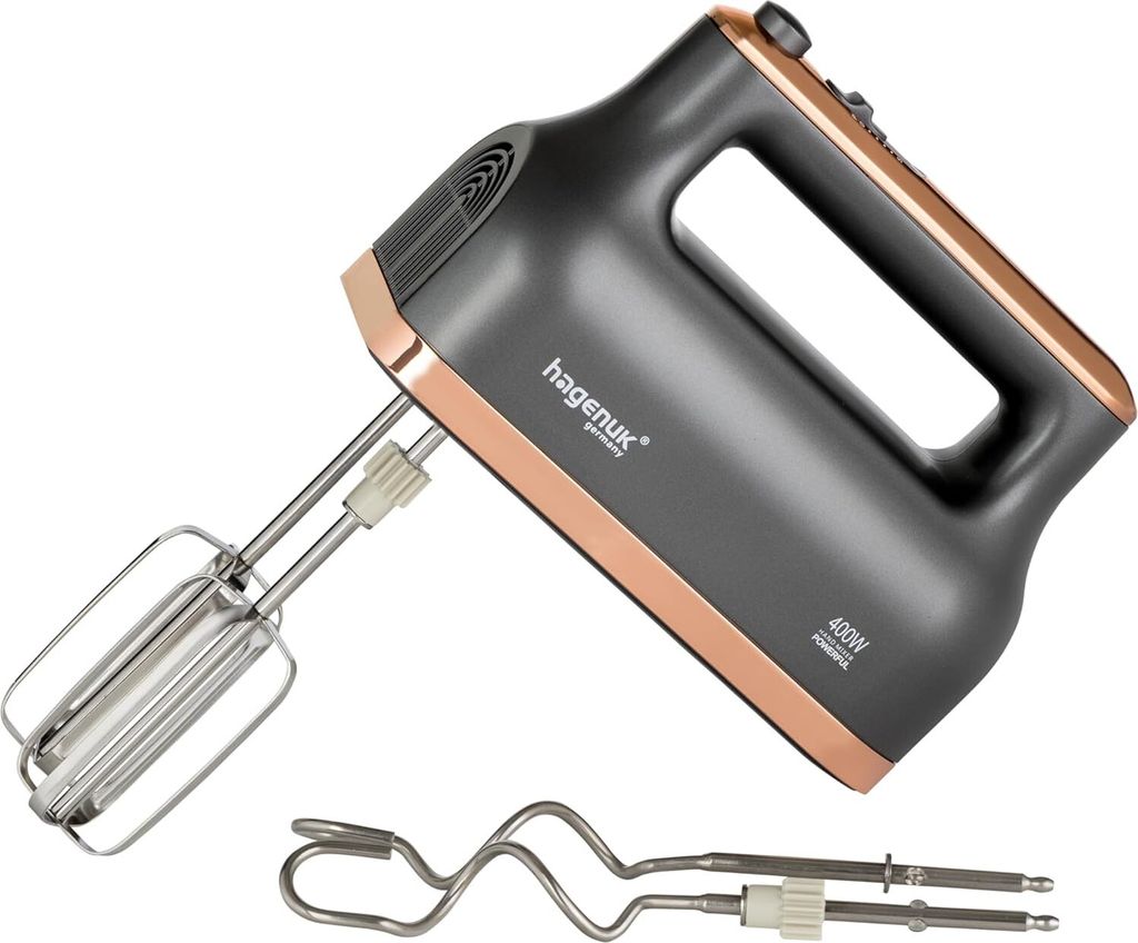Hagenuk Handmixer 400W HM-400.2 5 Geschwindigkeiten Verchromt Roségold-Dekor