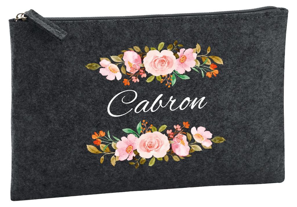 Huuraa Kulturbeutel Cabron spanisch Blumen 1 Liter Charcoal Filz Kosmetiktasche Geschenkidee