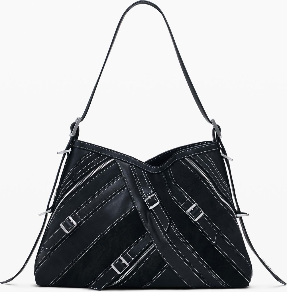 Handtasche Damen Schwarz: Verstellbarer Gurt & Reißverschluss
