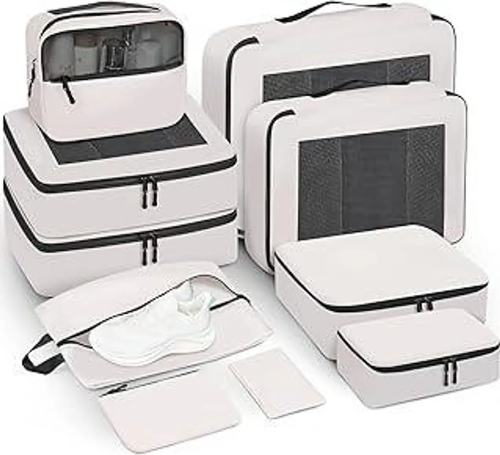 Prezon Packing Cubes for Suitcase 10 Set, organizer leggero per bagagli, cubi per organizzare gli accessori da viaggio