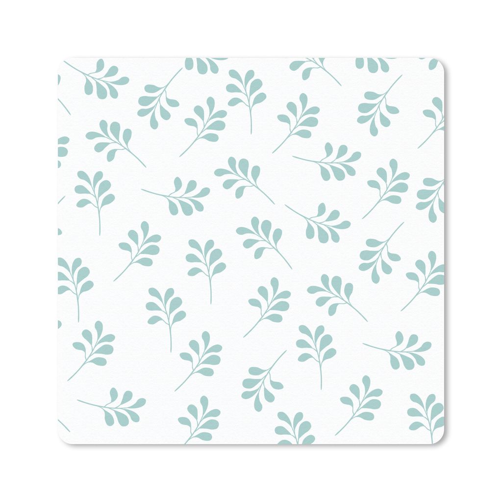 MuchoWow Mauspad Mousepad Blätter - Muster - Blau 20x20 cm - Mousepads - Maus Mat - Pad - Mausunterlage - Desk Mat - Bureauartikeln