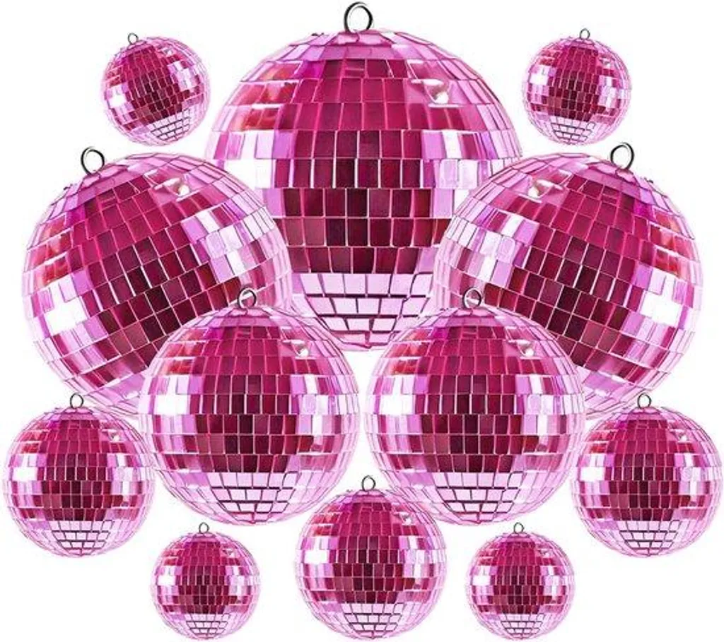 Boules décoratives roses pour mariage et baptême - Set de 12 pièces