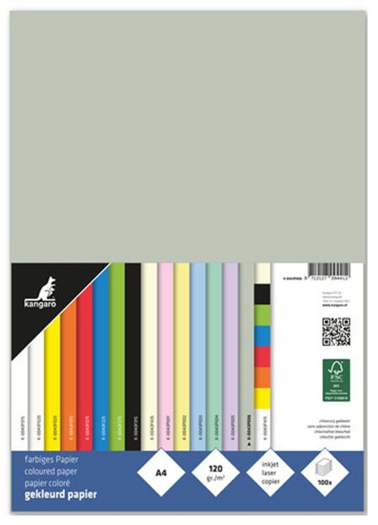 kangaro Multifunktionspapier DIN A4 120 g/qm pastellgrau 100 Blatt