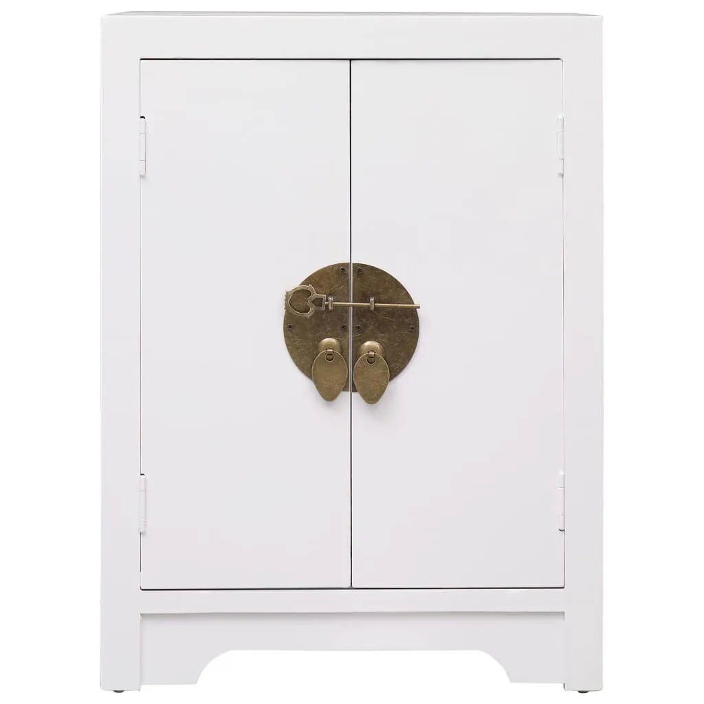 SYFAX™ Comodino Bianco 38x28x52 cm in Legno di Paulownia