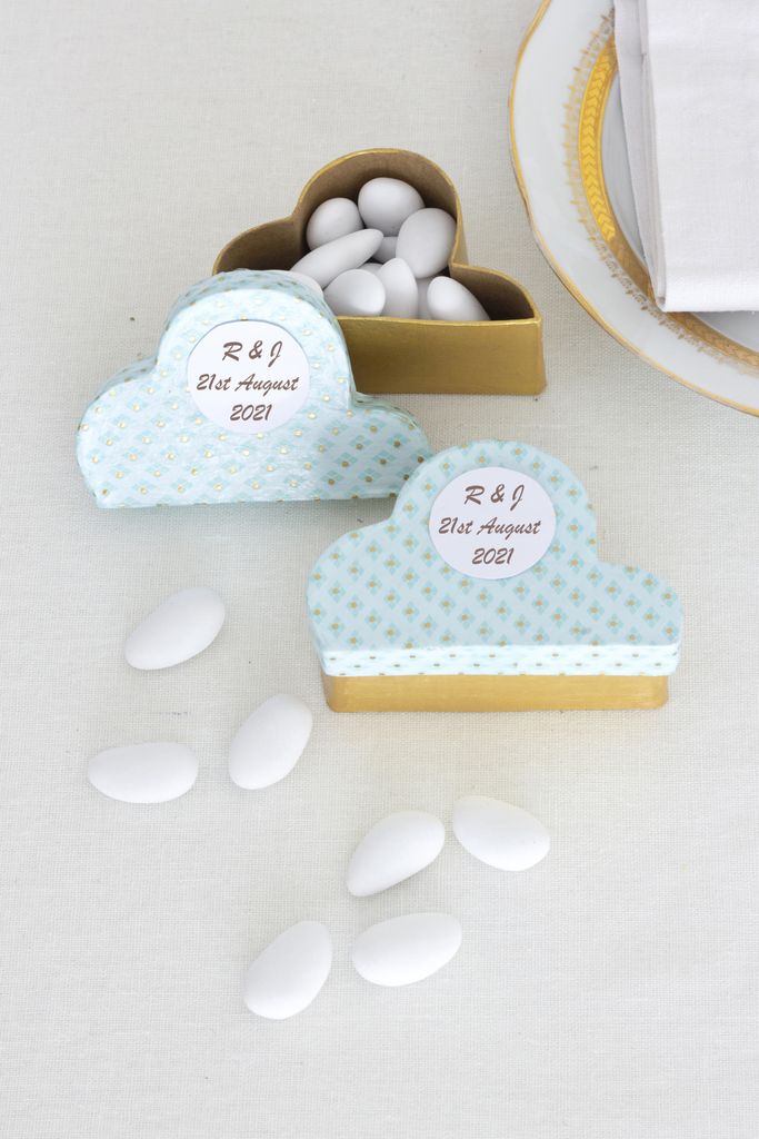 Décopatch 3x Pappmaché, Set 10 kleinen Schachteln, Wolken Kartonbraun EV023C
