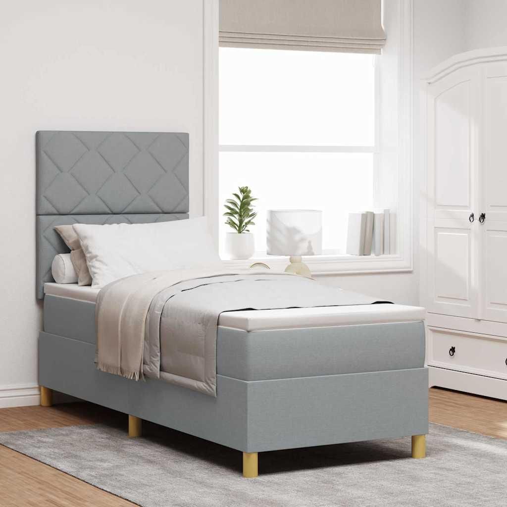 Maison Exclusive - LED Boxspringbett mit Matratze Hellgrau 80 x 200 cm Stoff