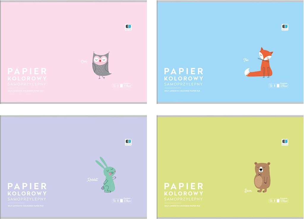 selbstklebender Buntpapierblock B4 8 Bl BeBe Kids Pastellfarben