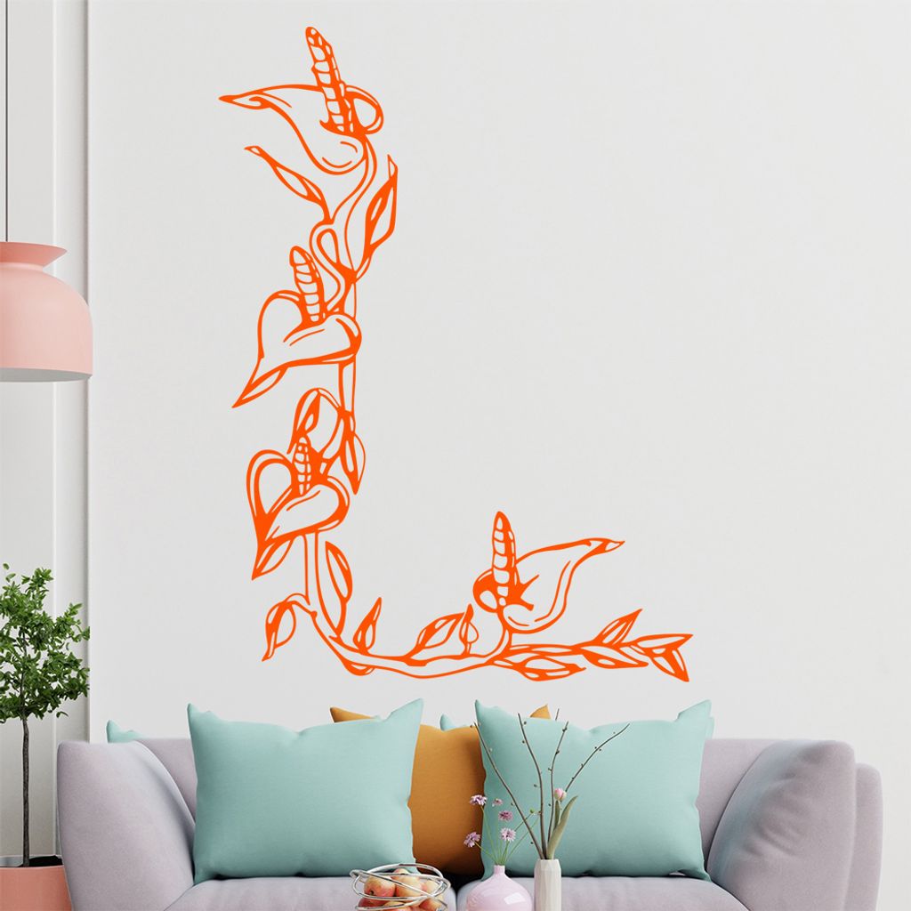 Blumen - Ranken Wandtattoo in 6 Größen - Wandaufkleber Wall Sticker - Dekoration, Küche, Wohnzimmer, Schlafzimmer, Badezimmer
