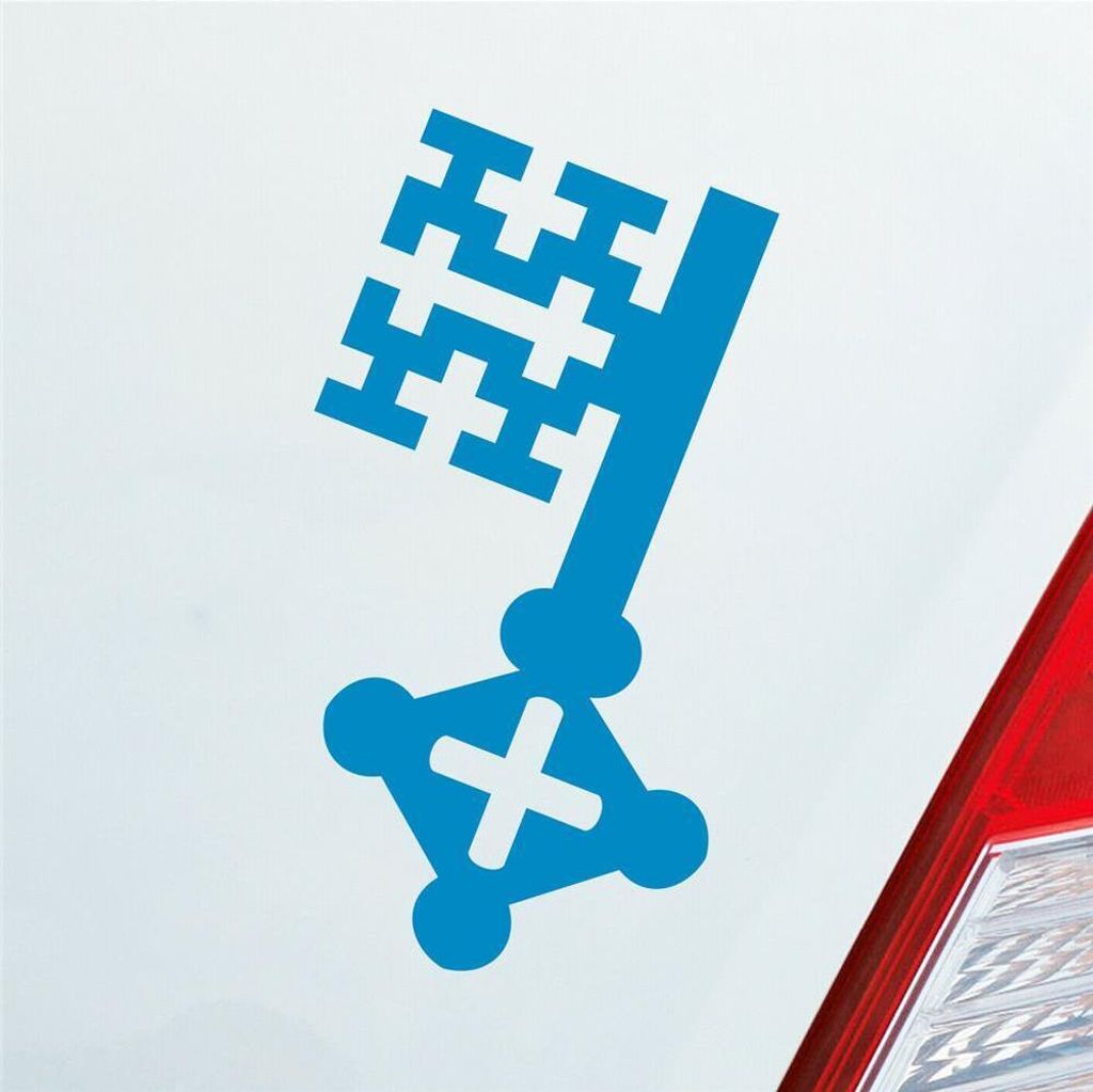 Auto Aufkleber Hansestadt Soest Schlüssel Börde Stadt Kirmes Westfalen 4x7,5 cm Hellblau Sticker Heckscheibenaufkleber