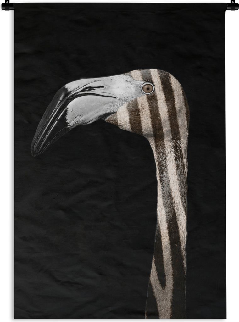 MuchoWow Wandteppich Wandbehang Flamingo - Porträt - Zebra 120x180 cm Tapisserie Dekoration Wandtuch - Schlafzimmer - Dekorationen für das Haus