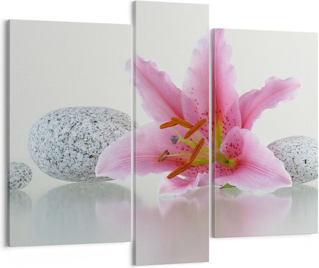 Bild auf Leinwand - Leinwandbild - Lilienblüte grün Pflanze - 95x80cm - Wand Bild - Wanddeko - Leinwanddruck - Bilder - Kunstdruck - Wanddekorati...