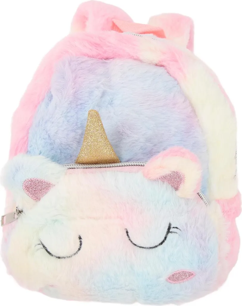 Carino zaino dei cartoni animati, morbido animale di peluche, zaino compatto per la scuola con tracolla regolabile per ragazze, bambini, bambini piccoli, colorato, S