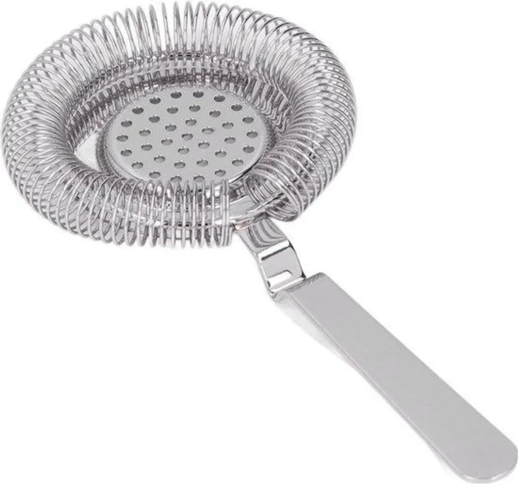 Passoire à cocktail strainer argentée en inox pour mixologie et fêtes