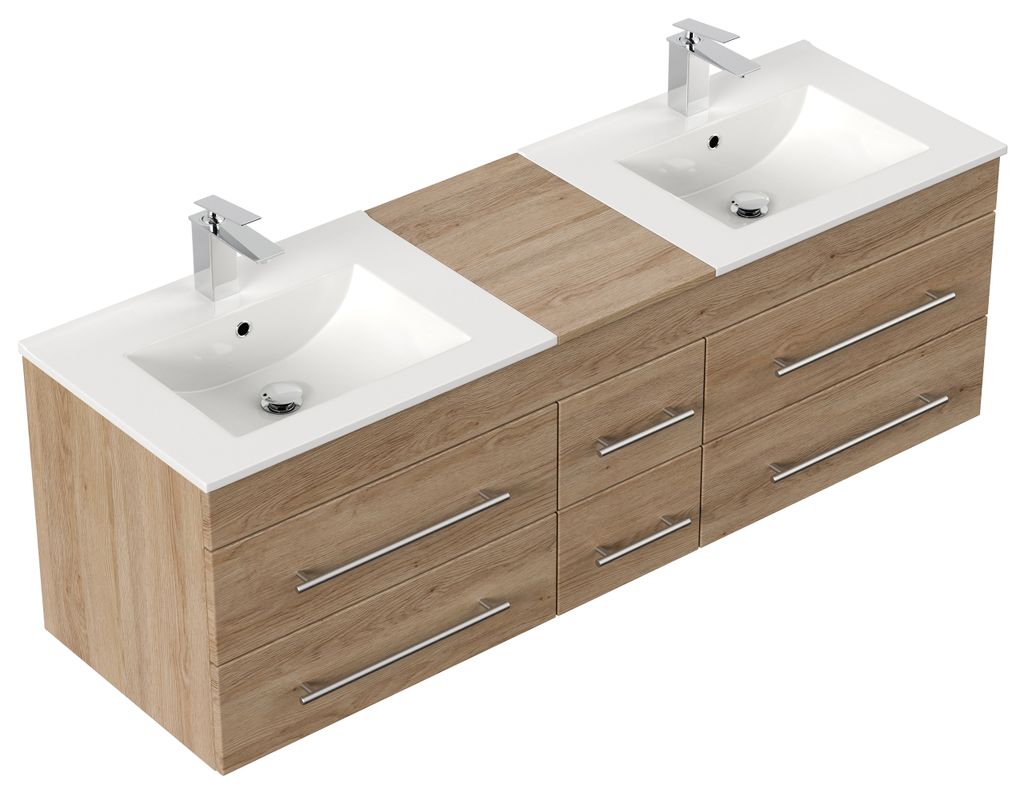 Badmöbel Roma XL mattes Becken SoftClose eiche hell : Eiche hell Varianten: Eiche hell