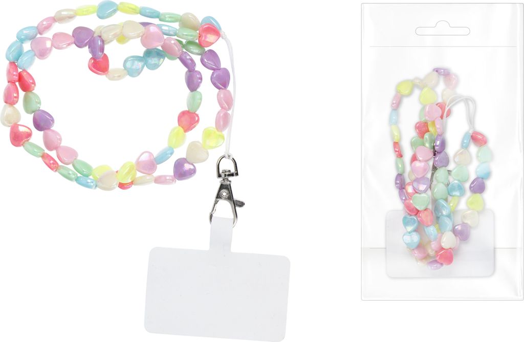 Hakai Handykette Hearts Umhängekette für Samsung Galaxy Xcover 4s 68cm lang bunte perlen herzen + Hakai Pad