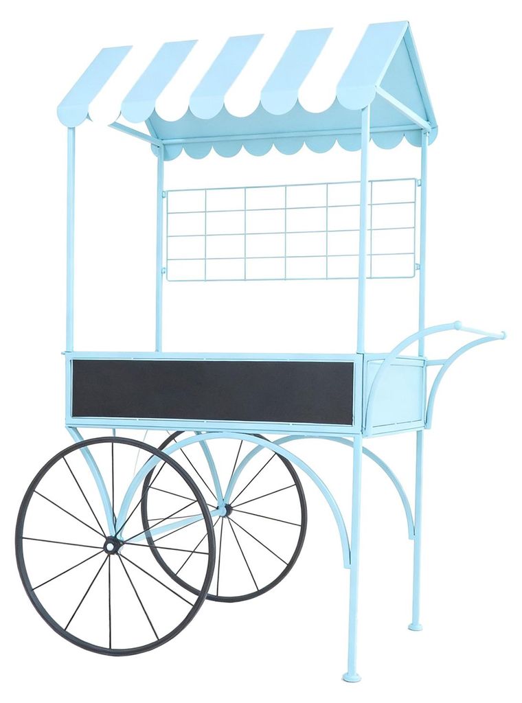 Blumenwagen Vintage Metall blau Dekowagen Buffetwagen auf Produktbild 