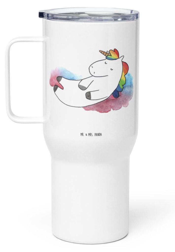 Mr. & Mrs. Panda Kaffee-to-go-Becher Einhorn Wolke 7 - Weiß - Geschenk, Verliebt, Teetasse, thermosbecher, Menschen, Mehrwegbecher, Thermobecher, ...