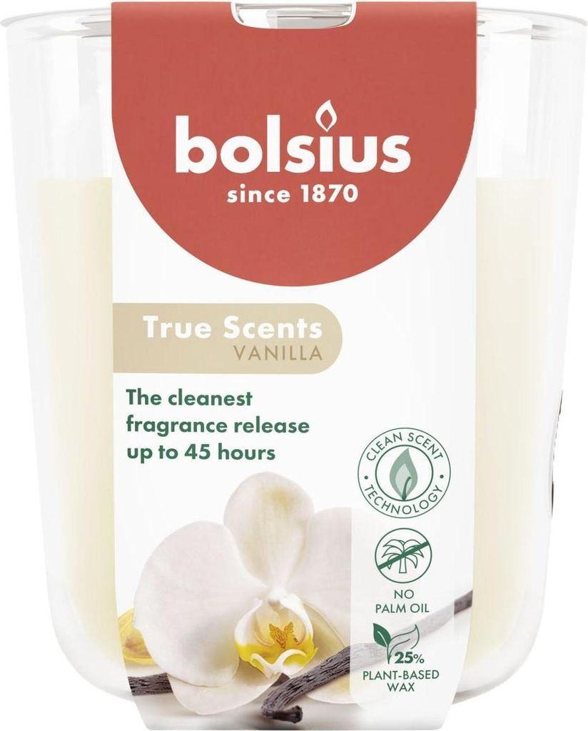 Bolsius Duftkerze True Scents Vanille 10 cm im Glas