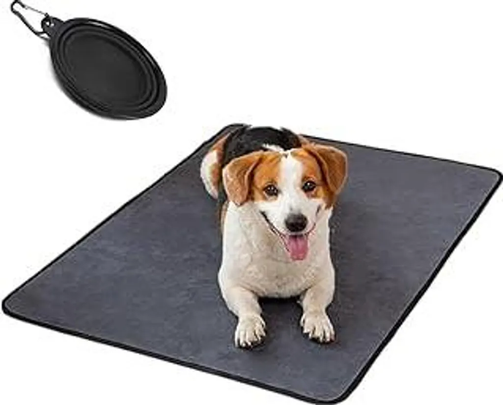 Tappetino Lavabile per Cani 120x90 cm - Traversina Assorbente Grigia + Ciotola