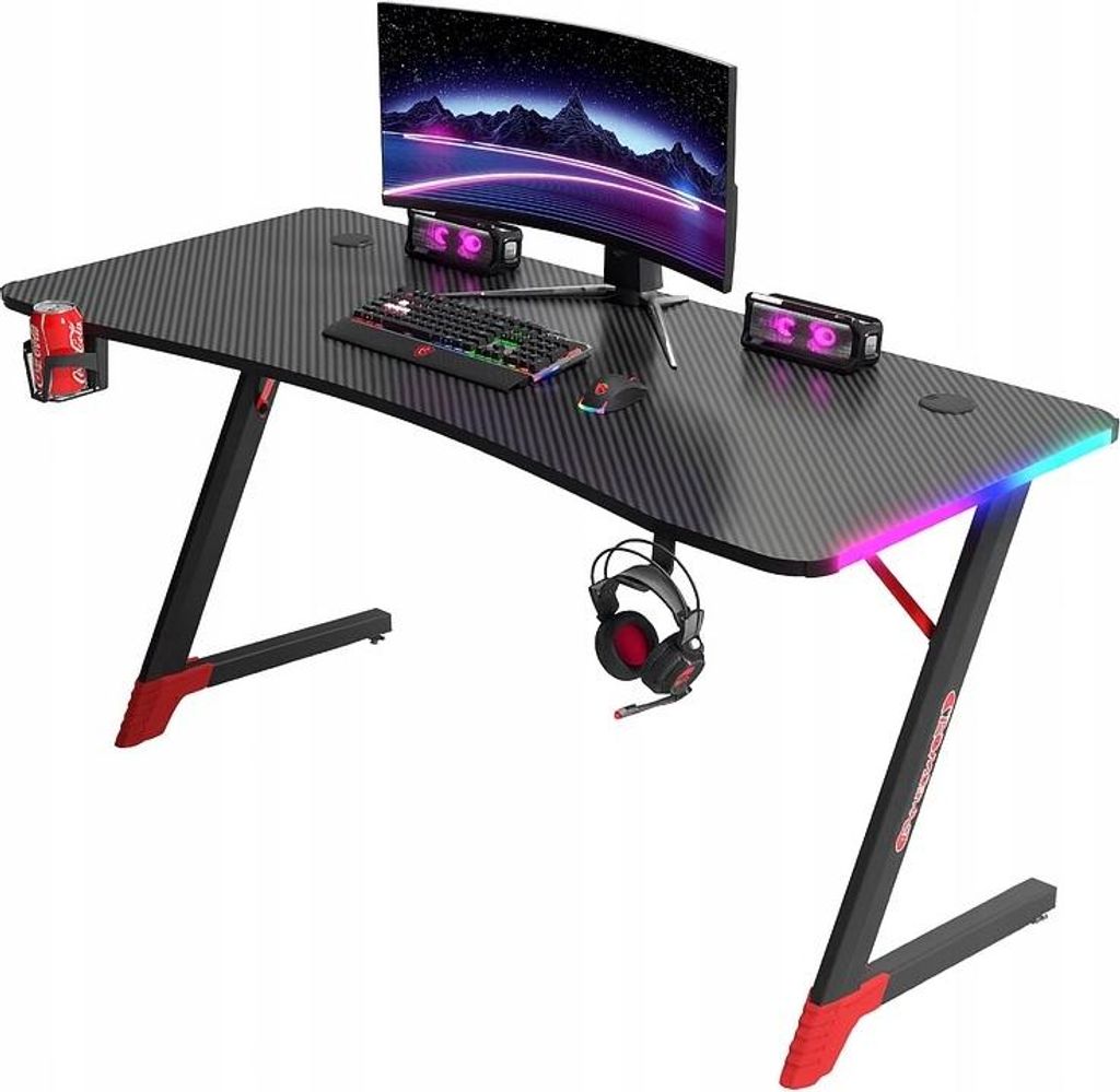 Ekspand | Gaming Tisch - Schwarz - 120x60x75 Cm - Rgb Beleuchtung - Becherhalter