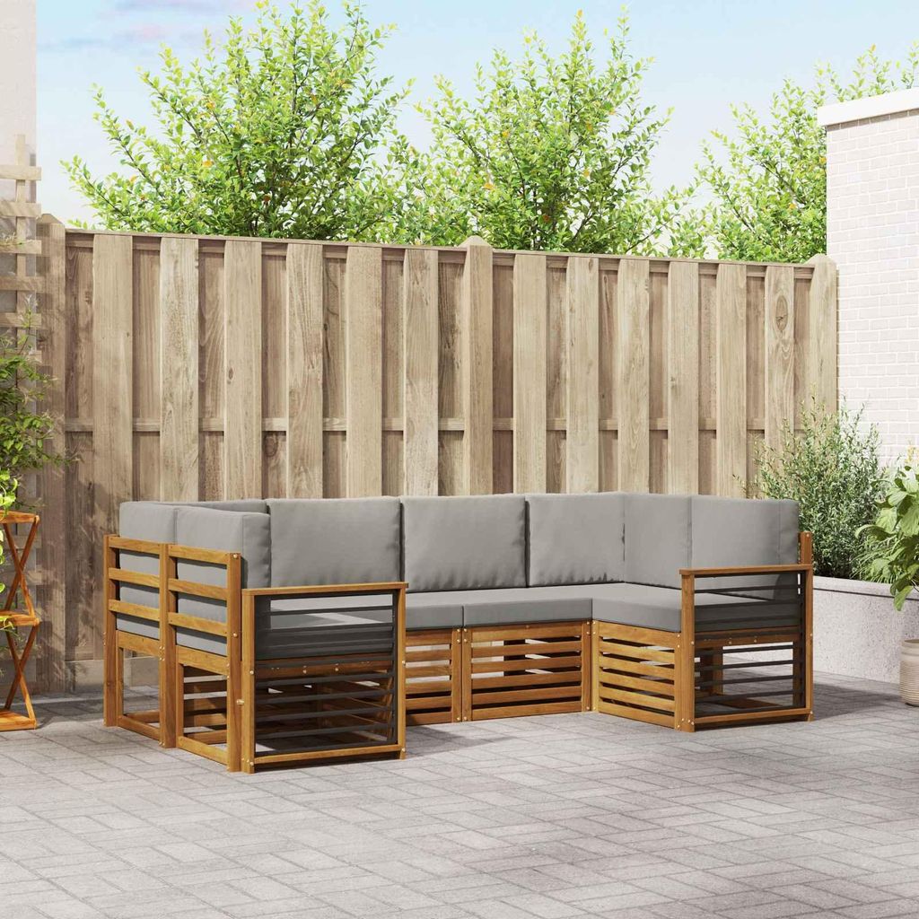 "Neues Produkt" Sofagarnituren - CLORIS - Terrassen-Sofa - 6 pcs - Natürlich und Hellgrau Massivholz Akazie - Modern Gartensofas V2202